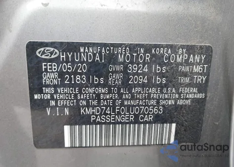 2020 Hyundai Elantra Se from USA, damaged, VIN KMHD74LF0LU070563